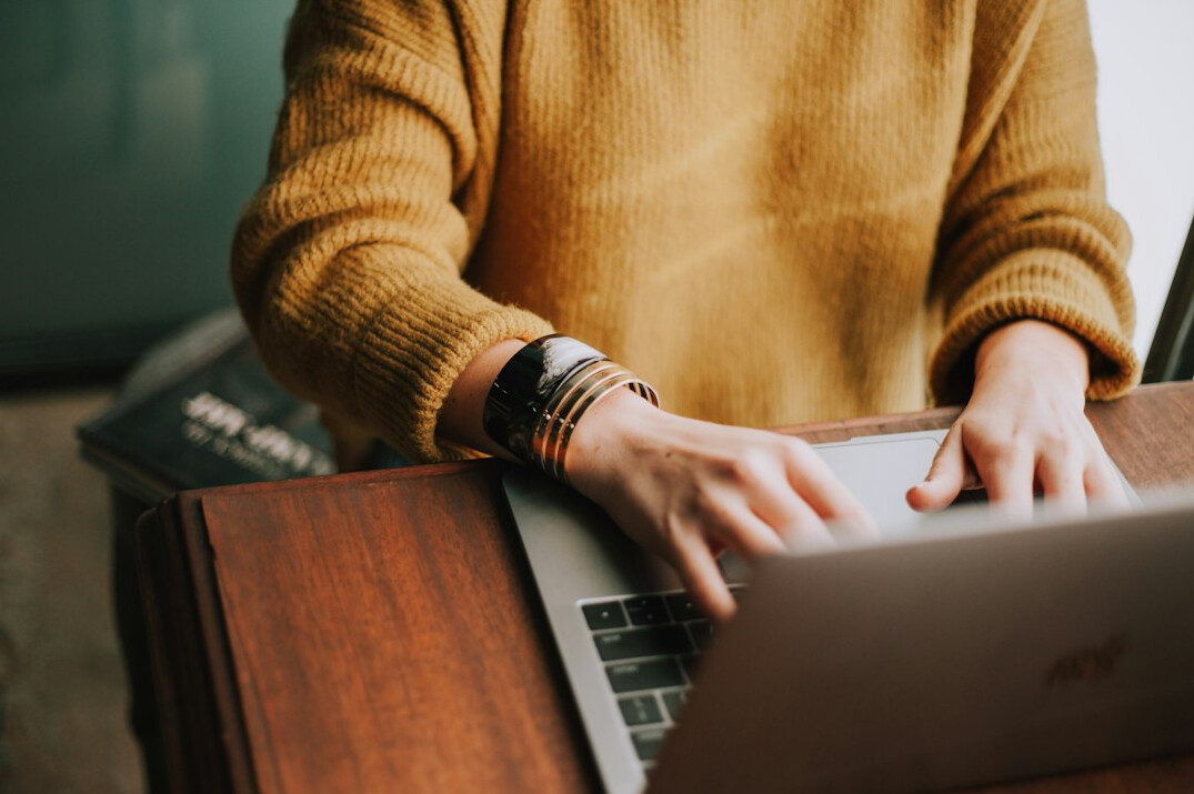 person studying online