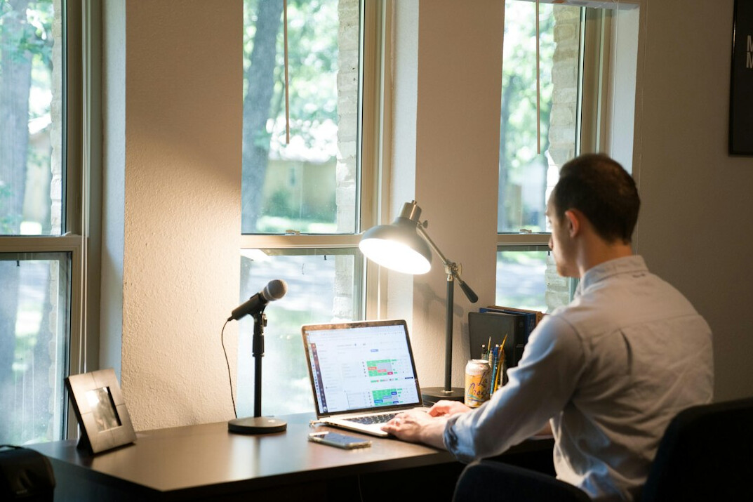 person taking online course at home